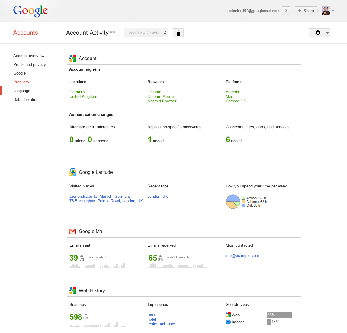 Google Account Activity Report