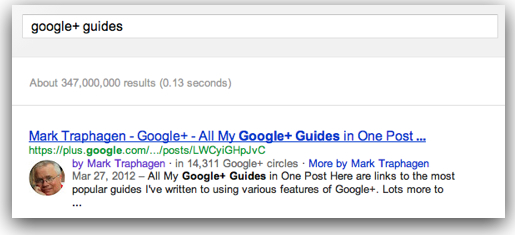 Google Author Rich Snippet Search Result